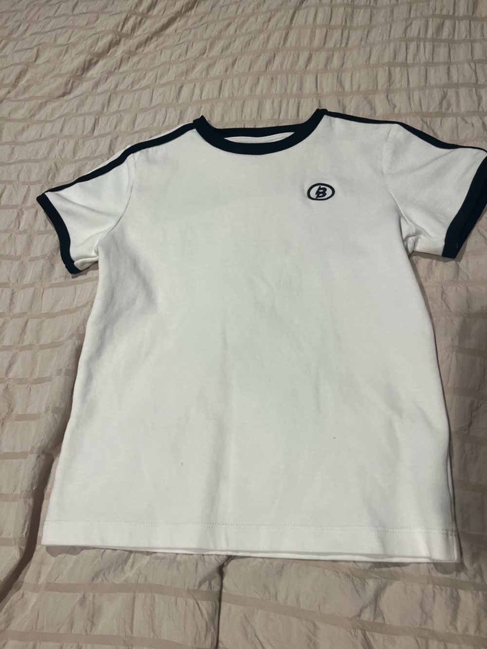 Classic White Ringer Tee with Navy Trim - Women's Short Sleeve